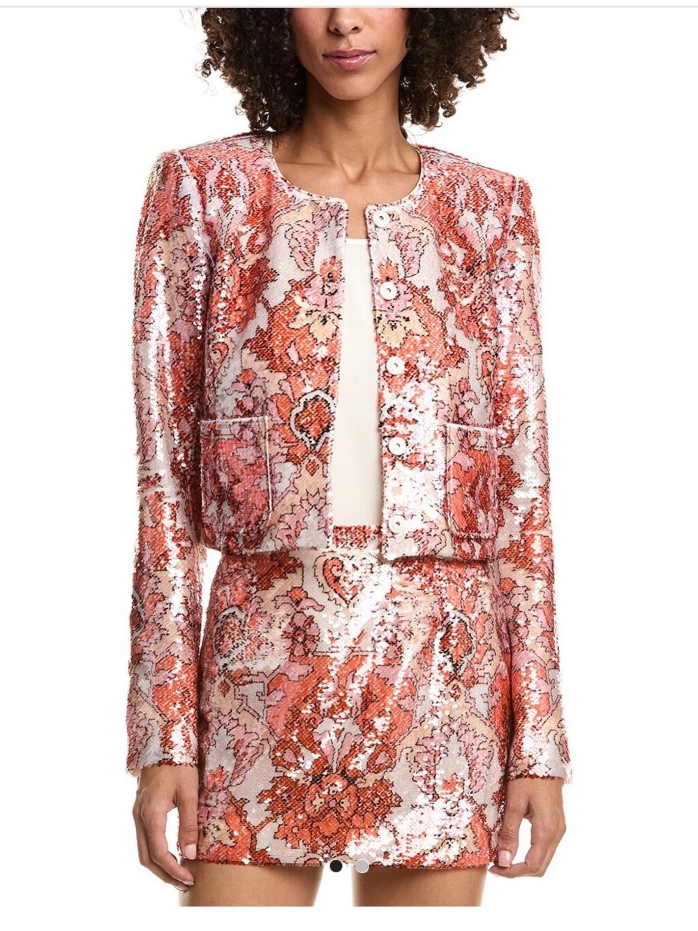 Cinq à Sept Sequin Damask Aspen Jacket in Pink Poppy Multi